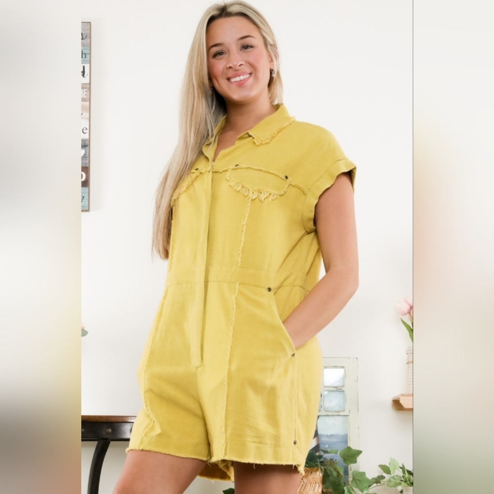 Blue Velvet Mineral Washed Carpenter Romper